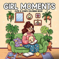 Girl Moments Coloring Book & Daily Relaxation Activity for Adults - Beige Paper
