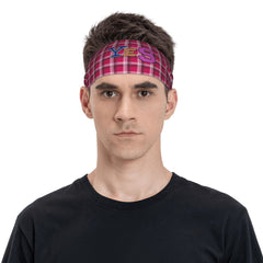 Checkered Headband Pink & Plaid Breathable Comfortable Fit Sports & Casual Wear