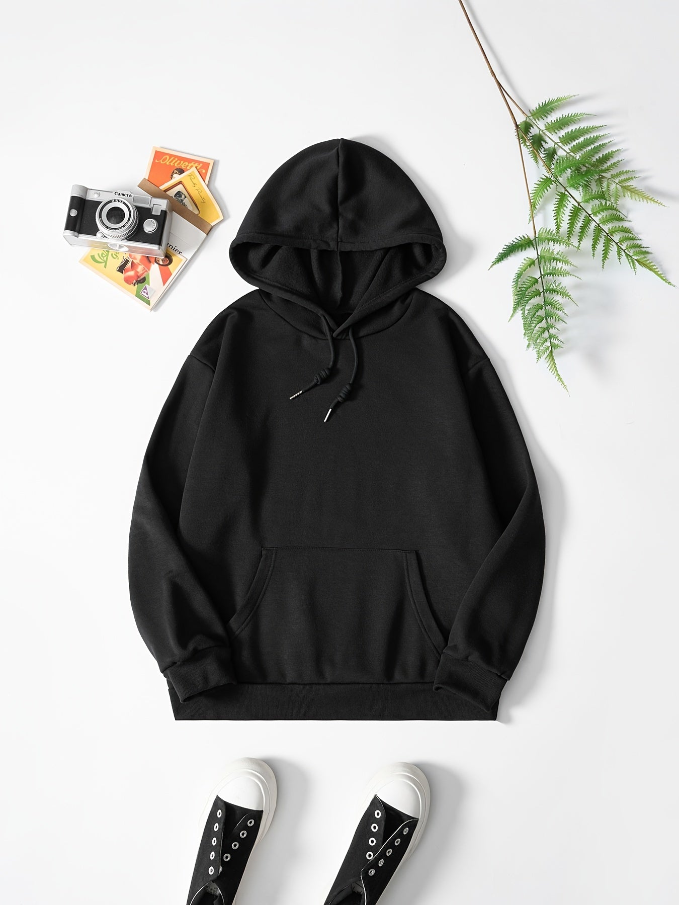 Butterfly Print Hooded Sweatshirt with Kangaroo Pocket