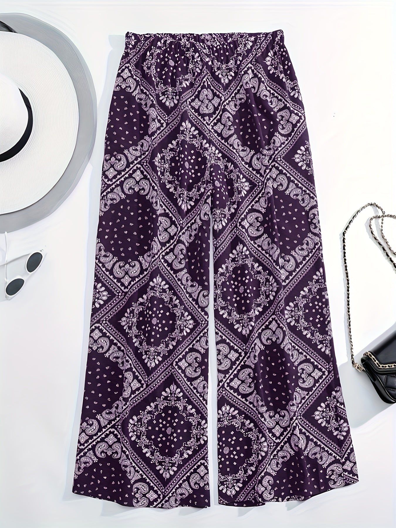  Scarf Print Wide Leg Trousers