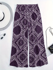  Scarf Print Wide Leg Trousers