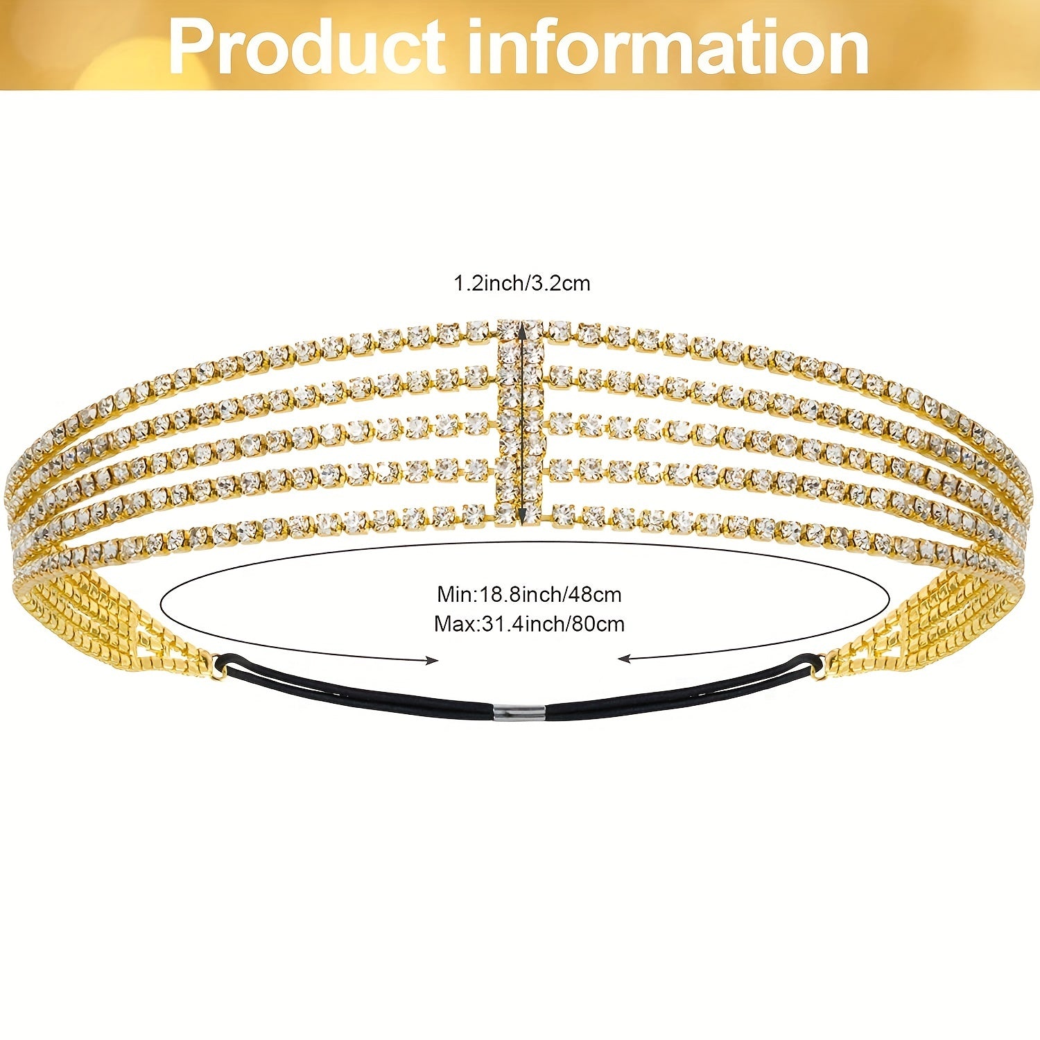 Elastic Rhinestone Headband for Women Bridal Jewelry