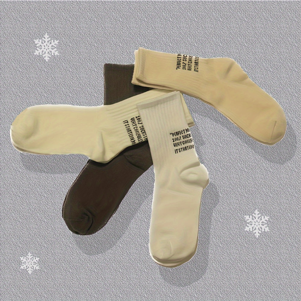 12 Pairs Letter Print Crew Sports Socks Women's Stockings