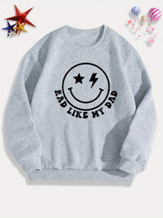 Smiling Face And Letter Print Boys Casual Pullover Sweatshirt