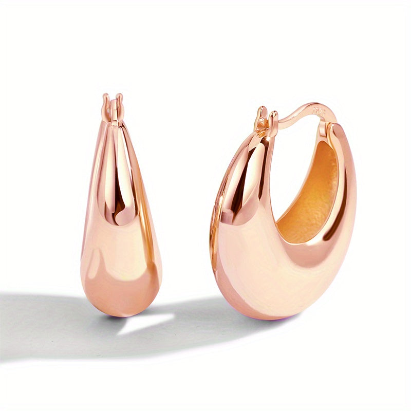 Chunky 18K Plated Huggie Hoop Earrings For Women Girls