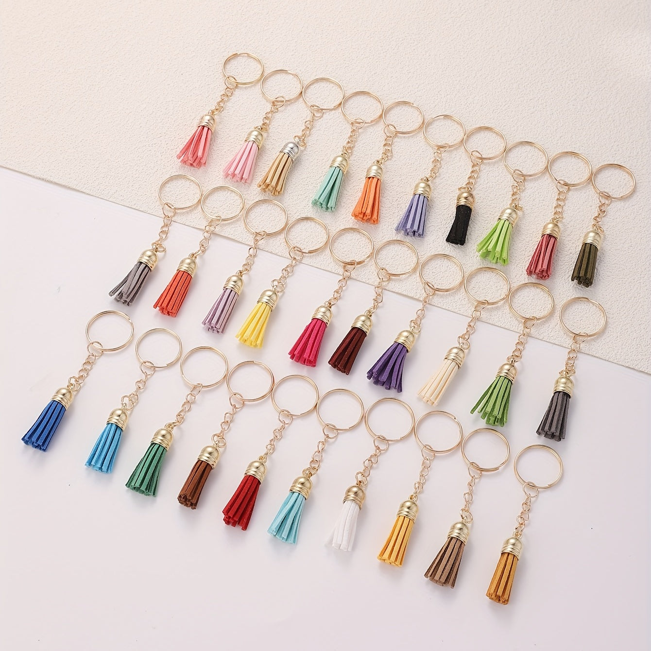 30pcs PU Leather Tassel Keychain Key Ring Bag Charm Favors Ornaments
