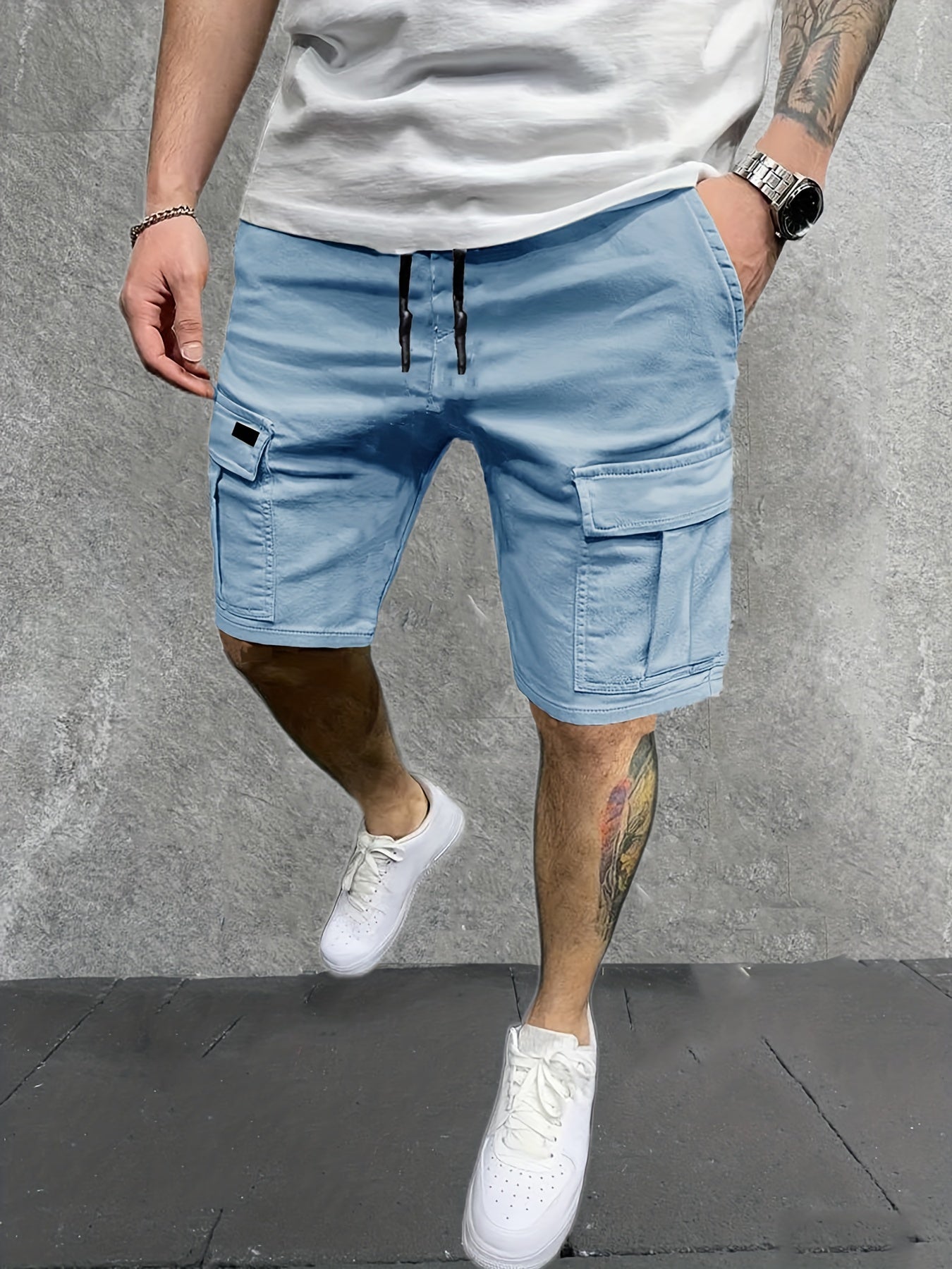 Men's Casual Cargo Shorts Drawstring Waist for Summer
