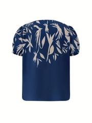  Leaf Print Top & Pants Two Piece Set