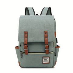 Vintage Canvas Flap Laptop Backpack Buckle Schoolbag Travel Daypack