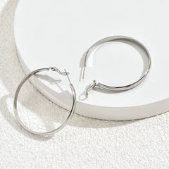 Women's 925 Silver Arc Texture Glossy Stud Earrings
