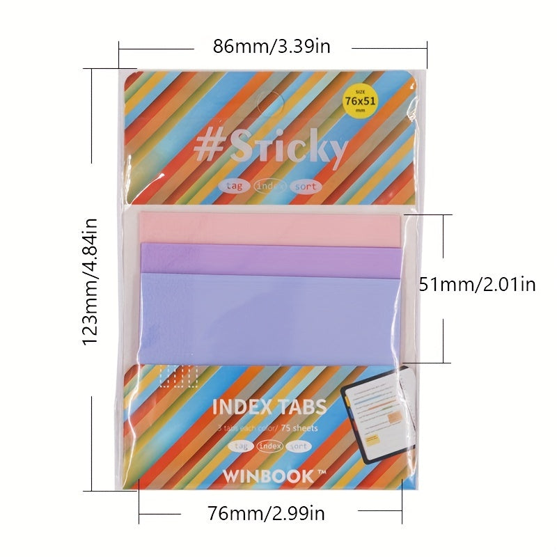 Transparent Sticky Notes 4 Sets 12 Colors Office Supplies