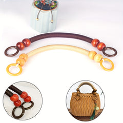 Vintage Woven Wood Beads DIY Handbag Handle Nylon Rope Wood Beads Beaded Handle