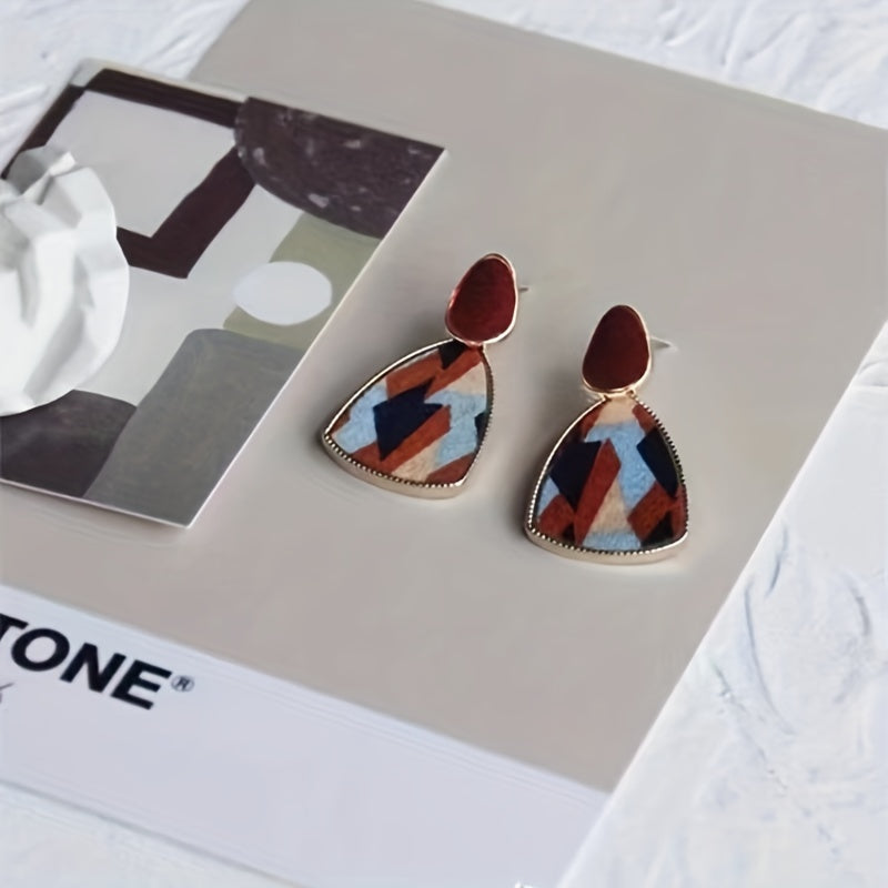 Irregular Patch Earrings Light Sense Square Round Face Jewelry