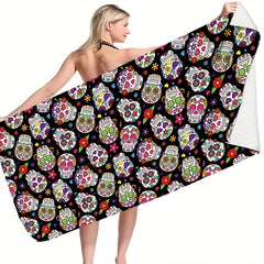 Colorful Skull Pattern Beach Towel Quick Drying Soft Absorbent Towel