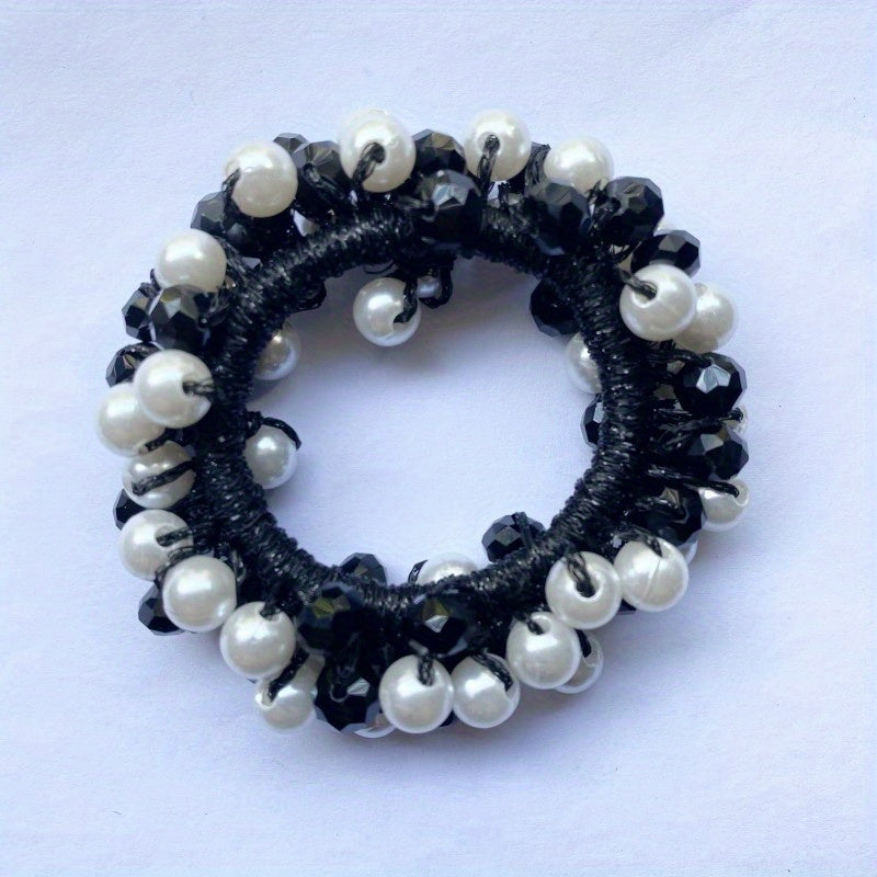 Faux Pearl Hair Tie Crystal Elastic Hair Rope Hair Ring Women's Hair Accessories