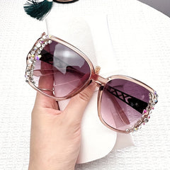 Rhinestone Sunglasses for Women Square UV400 Sun Shades Glasses