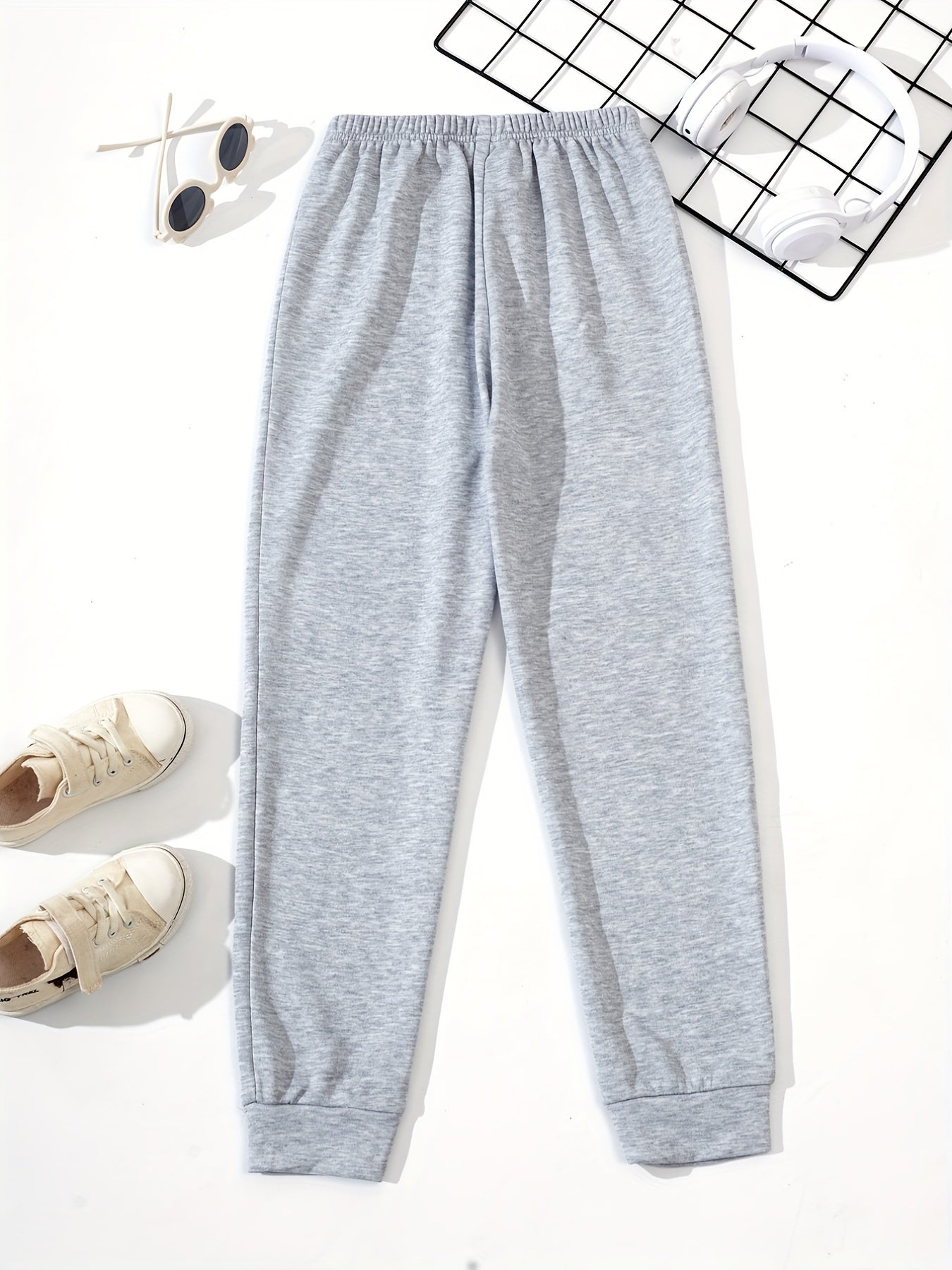 Kid Girls' Street Portrait & Letter Print Jogger Sweatpants