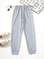 Kid Girls' Street Portrait & Letter Print Jogger Sweatpants