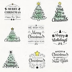 9pcs Christmas Tree Greeting Words Clear Stamps For Card Making