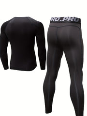 Men's Quick Dry Athletic Tracksuit Long Sleeve Jersey Stretch Leggings