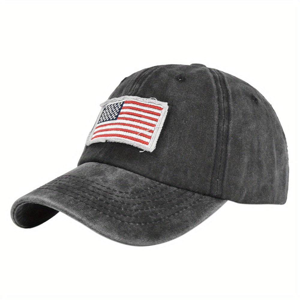 Vintage Washed Distressed Cotton Dad Hat Flag Patch Baseball Cap