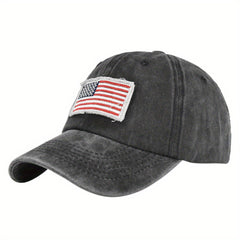 Vintage Washed Distressed Cotton Dad Hat Flag Patch Baseball Cap