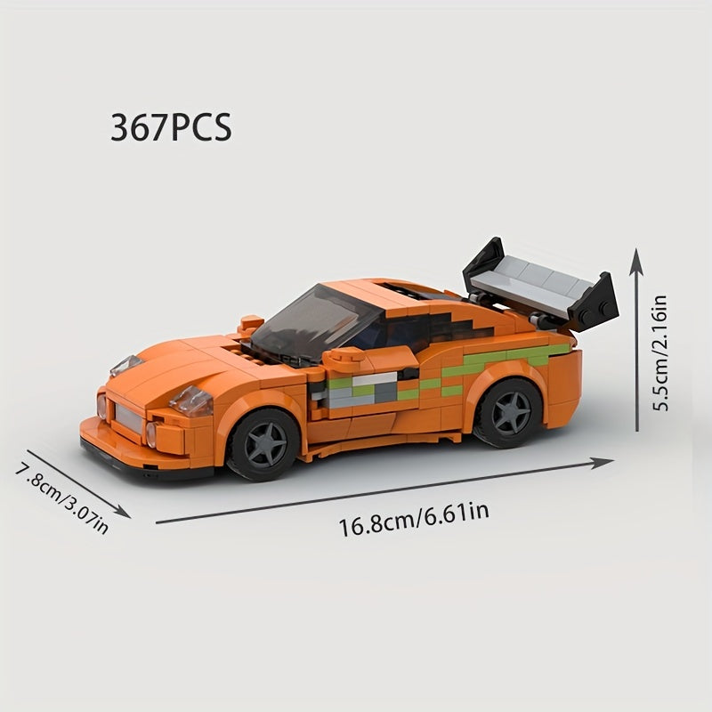 367pcs Yellow Race Car Model Building Blocks for Kids
