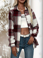 Plaid Print Long Sleeve Button Up Shirt