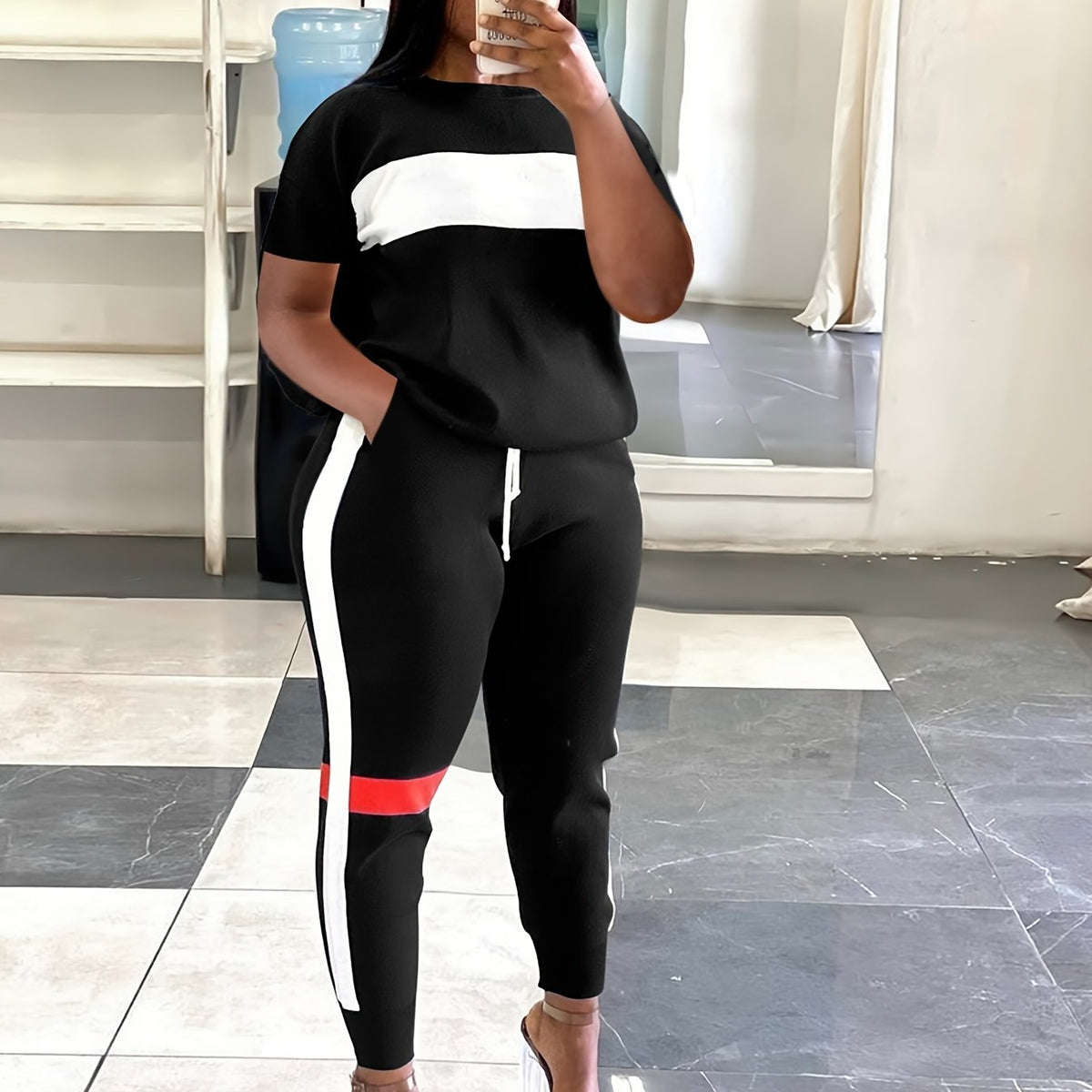 Casual Two-piece Set Loose Tops & Jogging Pants Women's Set