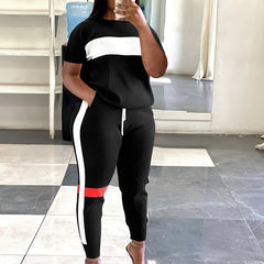 Casual Two-piece Set Loose Tops & Jogging Pants Women's Set