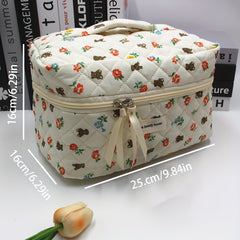Bear Flower Cosmetic Bag Large Capacity Portable Travel Washing Bag