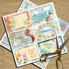 Summer Breeze Themed Paper Sheets for DIY Projects - Set of 12