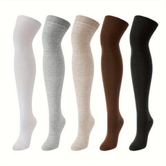 Solid Thigh High Socks Warm Over The Knee Socks Women's Stockings