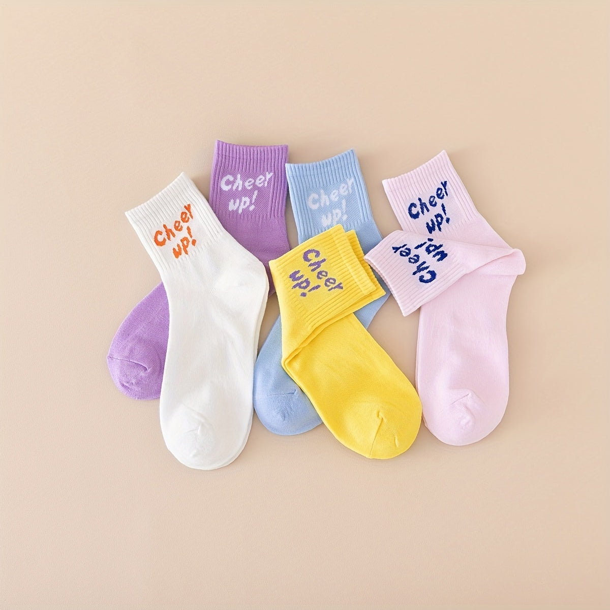 5 Pairs Letter Print Socks Women's Stockings