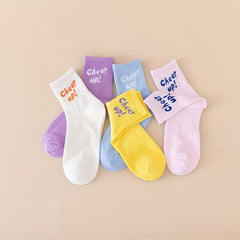 5 Pairs Letter Print Socks Women's Stockings