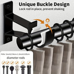 Heavy Duty Double Curtain Rod Brackets, Set of 2, Supports Up To 50kg
