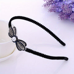 Boho Velvet Crystal Vintage Headband Rhinestone Bow Hair Accessories