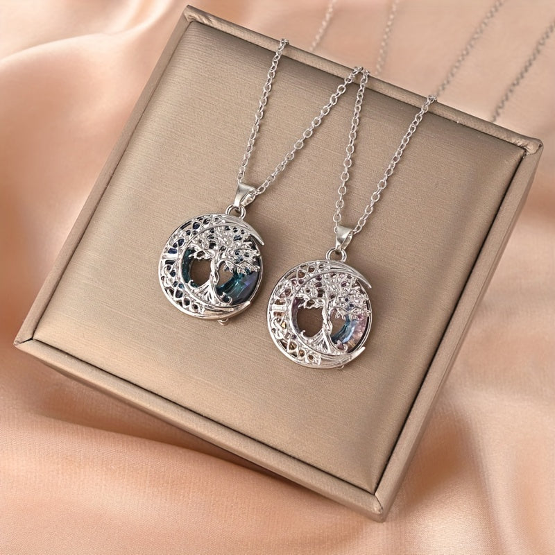Tree Of Life Crystal Pendant Necklace Banquet Jewelry