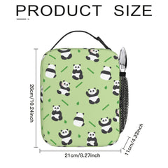 10 Inch Panda Insulated Lunch Box with Bamboo Reusable Leakproof Bag