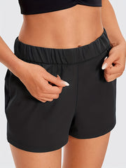 Women's Plus Solid Stretch Shorts With Pockets