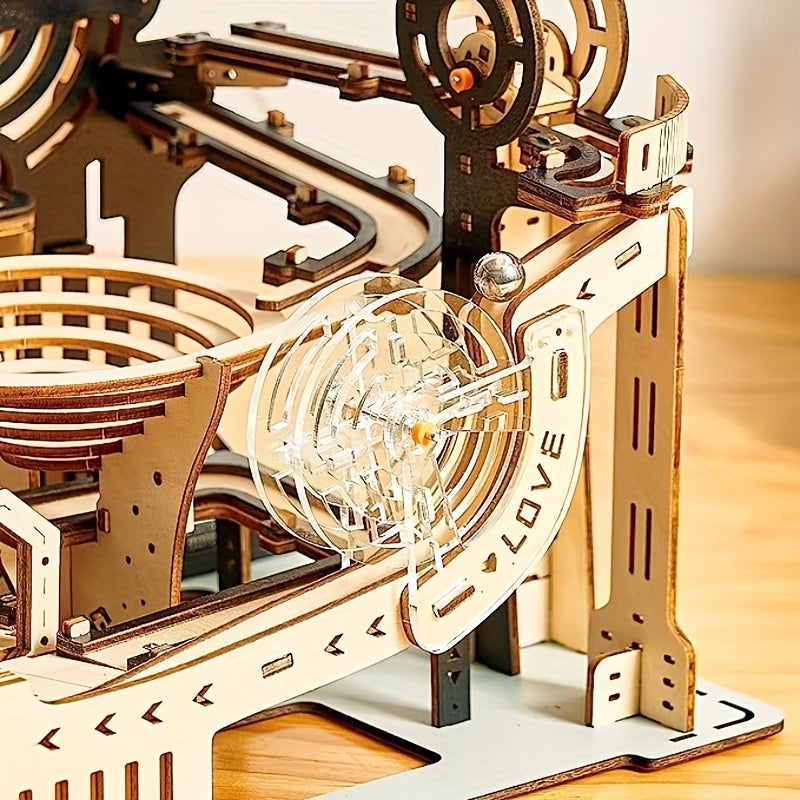 3D Wooden Puzzles Marble Run Set Mechanical Model Kits