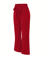 Casual Flared Leg Bow Tie Pants
