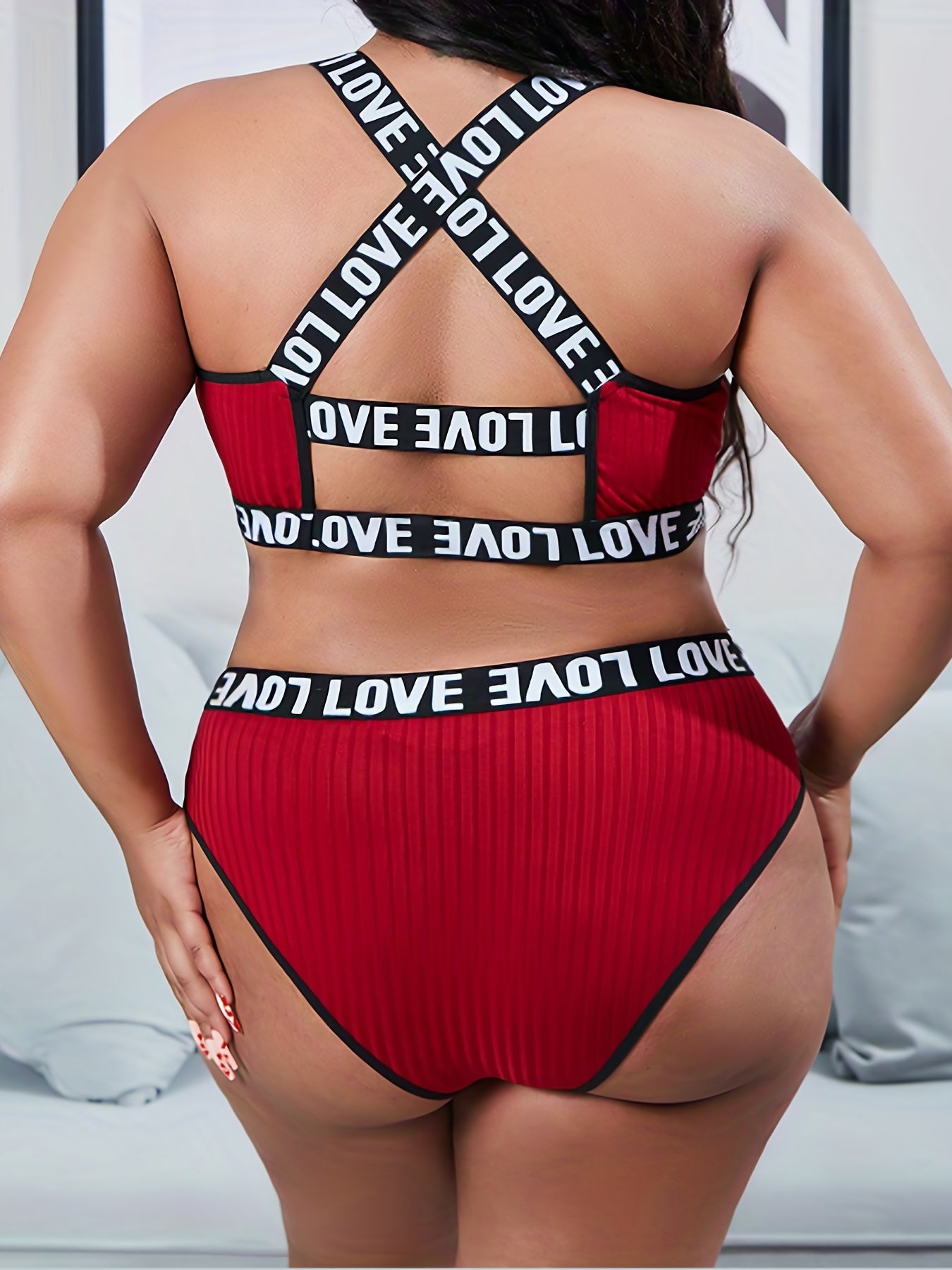  Sports Lingerie Set Criss Cross Bra & Panty Two Piece Set