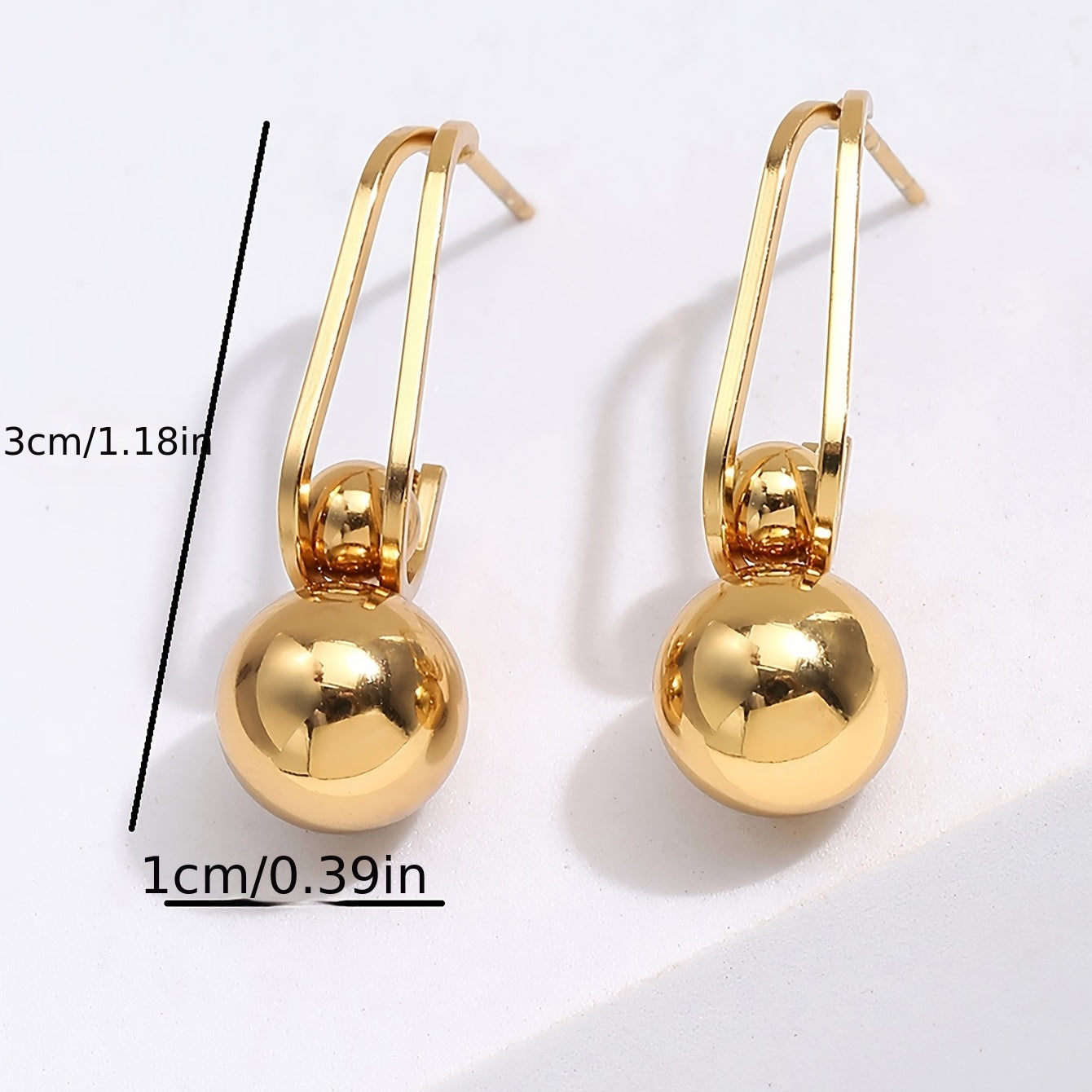 Golden Round Bead Earrings Stainless Steel Ear Jewelry For Women Girls