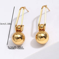 Golden Round Bead Earrings Stainless Steel Ear Jewelry For Women Girls