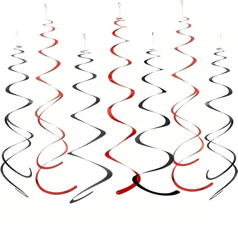 12pcs Red Foil Swirl Hanging Decorations for Party Supplies