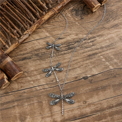 Vintage Dragonfly Pendant Necklace For Women Bohemian Charm Necklace