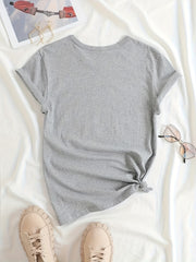 Women's Red Heart Graphic Casual T Shirt with Round Neck