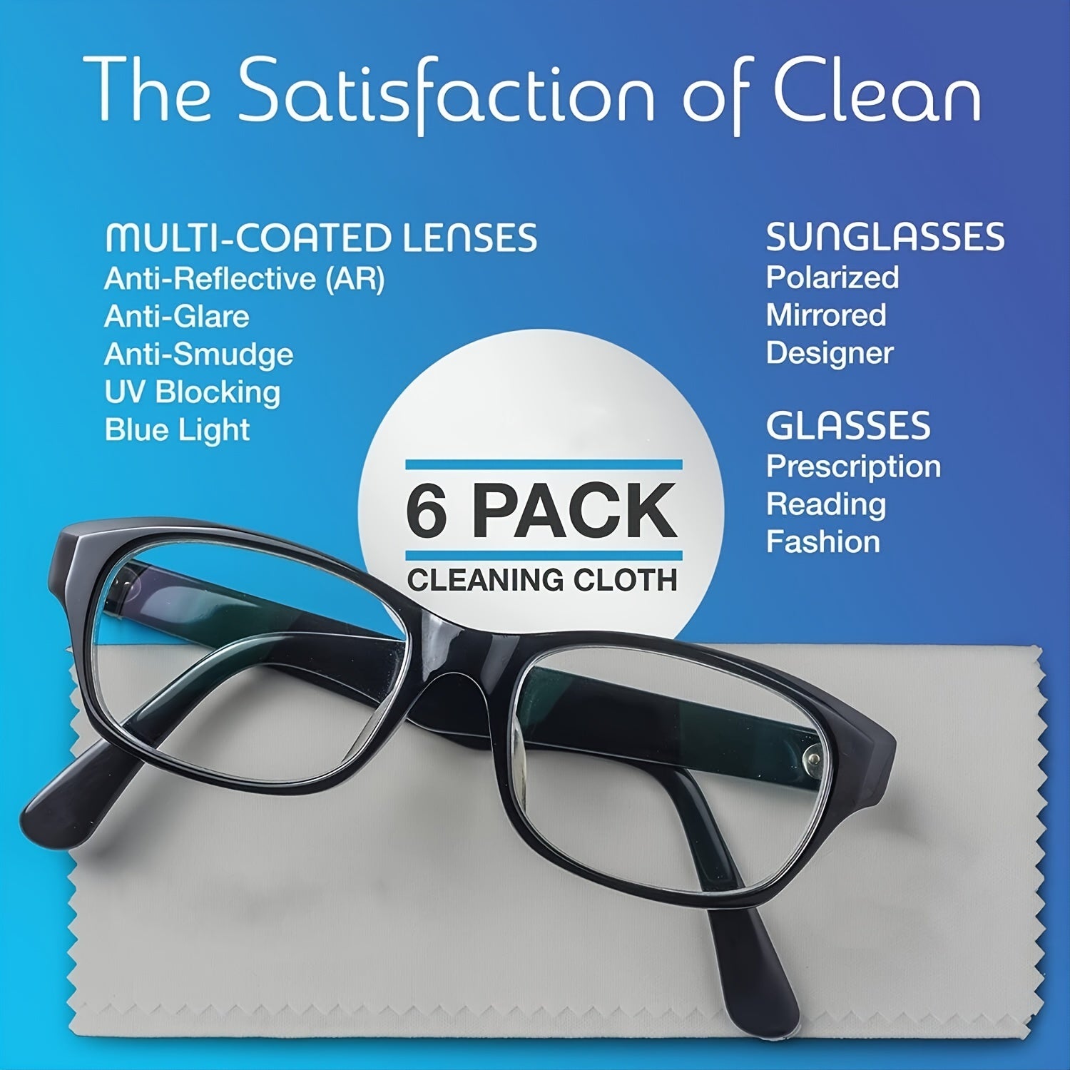 6Pcs Microfiber Cleaning Cloths For Eyeglasses Camera Lens Cell Phones CD DVD