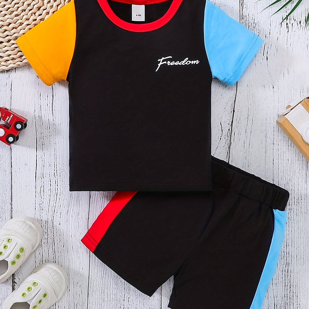 Toddler Boys T-shirt Shorts Set Casual Outfit Contrast